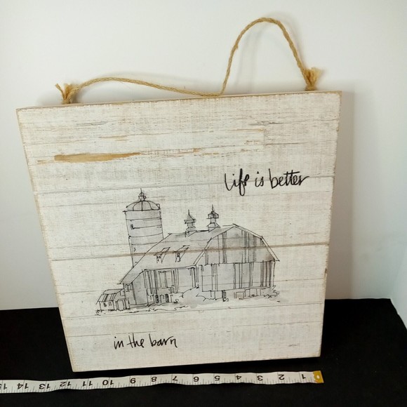 Wooden Wall Plaque Sign- Farm House Style, Life is Better‎ in a Barn - Picture 2 of 7